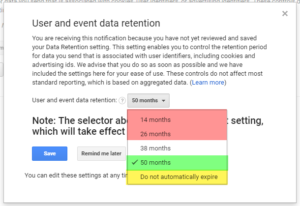 Recommended User Retention Settings
