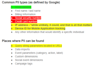 Examples of personally identifiable information